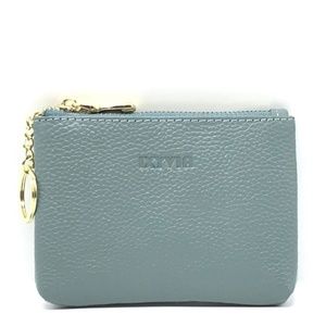 IXYVIA Leather Zip Coin Purse with Keychain Ring